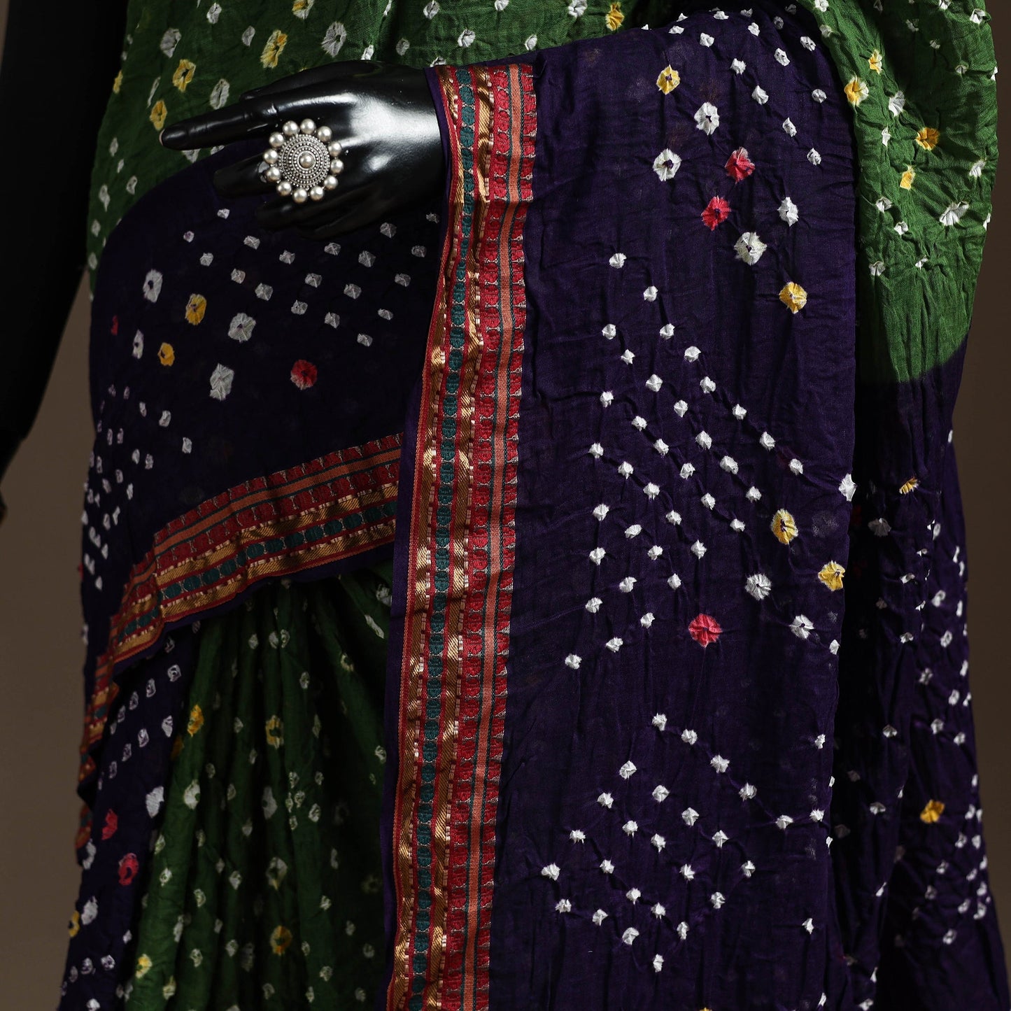 Kutch tie-dye cotton bandhani saree with blouse piece 34