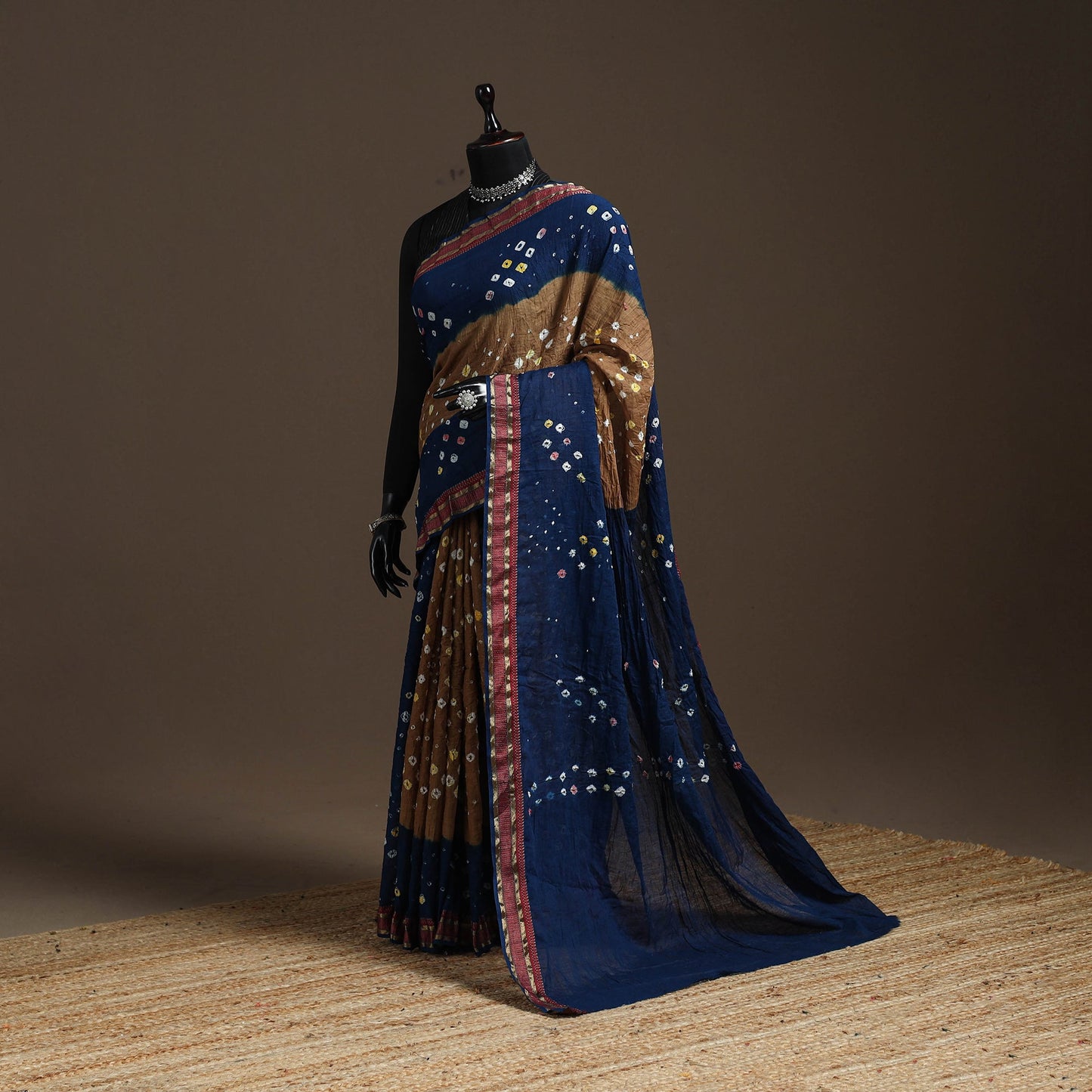 Kutch tie-dye cotton bandhani saree with blouse piece 41