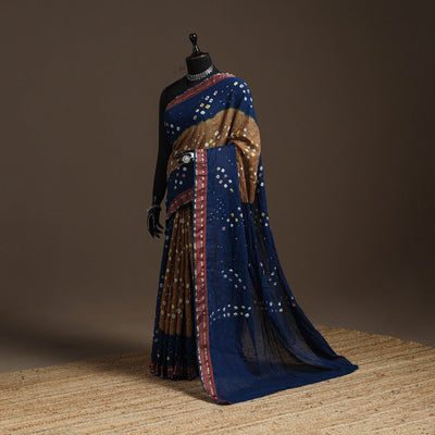 Kutch tie-dye cotton bandhani saree with blouse piece 41