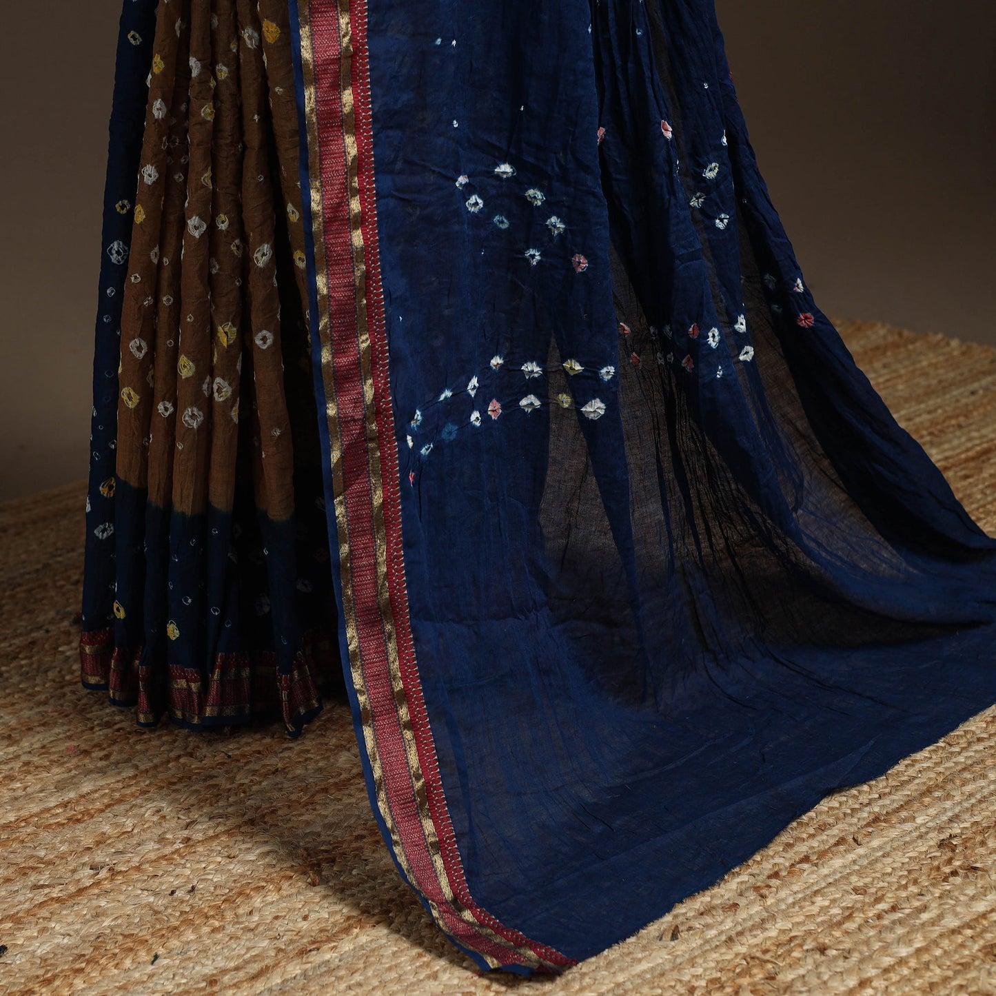 Kutch tie-dye cotton bandhani saree with blouse piece 41