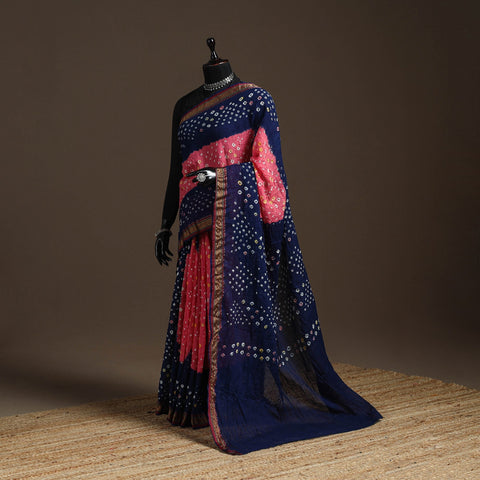 Kutch tie-dye cotton bandhani saree with blouse piece 44