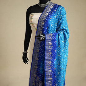 Blue - kutch tie-dye dupion silk zari work banarasi