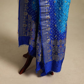 Blue - kutch tie-dye dupion silk zari work banarasi