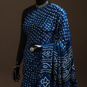 Blue - kutch tie-dye gajji silk bandhani saree with blouse