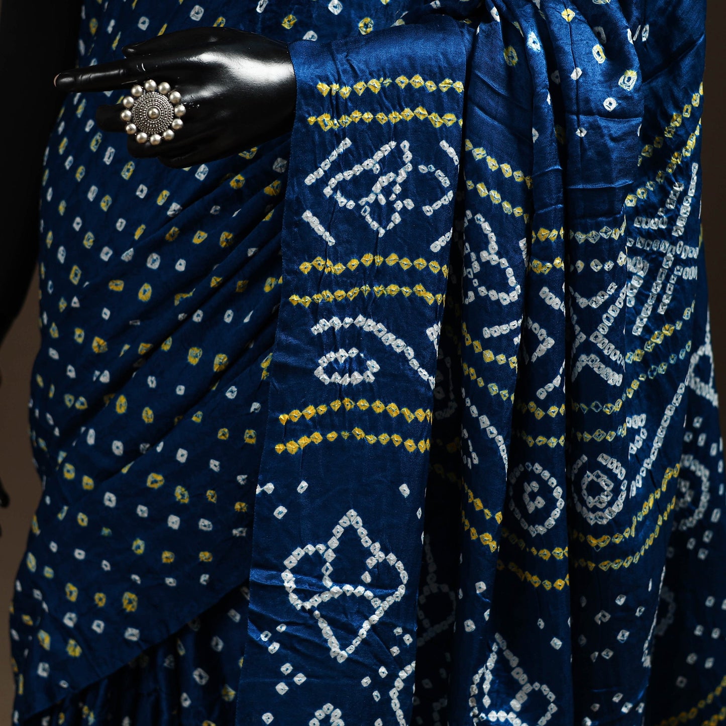 Blue - kutch tie-dye gajji silk bandhani saree with blouse