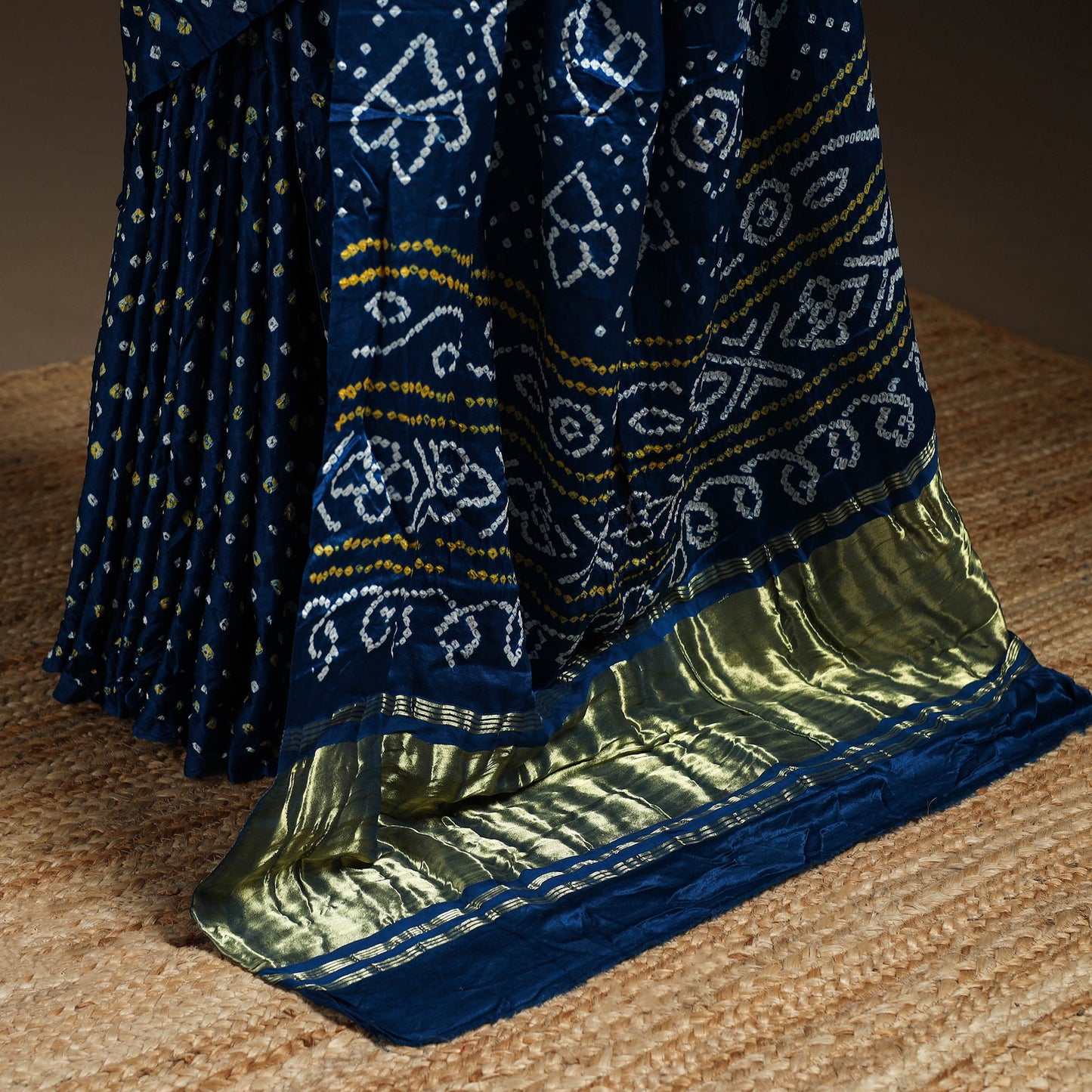 Blue - kutch tie-dye gajji silk bandhani saree with blouse