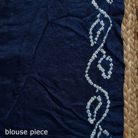 Blue - kutch tie-dye gajji silk bandhani saree with blouse