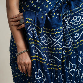 Kutch Tie-Dye Gajji Silk Bandhani Saree with Blouse Piece