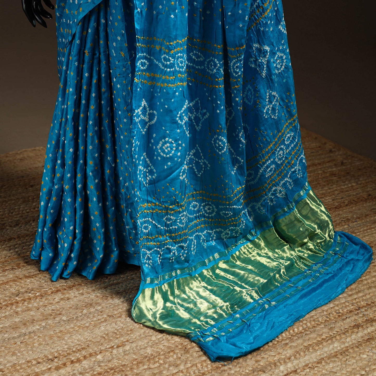 Blue - kutch tie-dye gajji silk bandhani saree with blouse