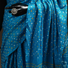 Blue - kutch tie-dye gajji silk bandhani saree with blouse