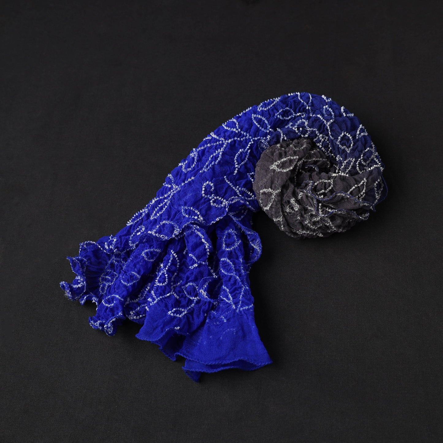 Blue - kutch tie & dye georgette bandhani stole 07