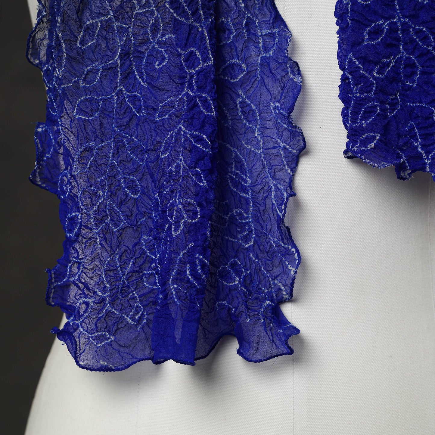 Blue - kutch tie & dye georgette bandhani stole 07