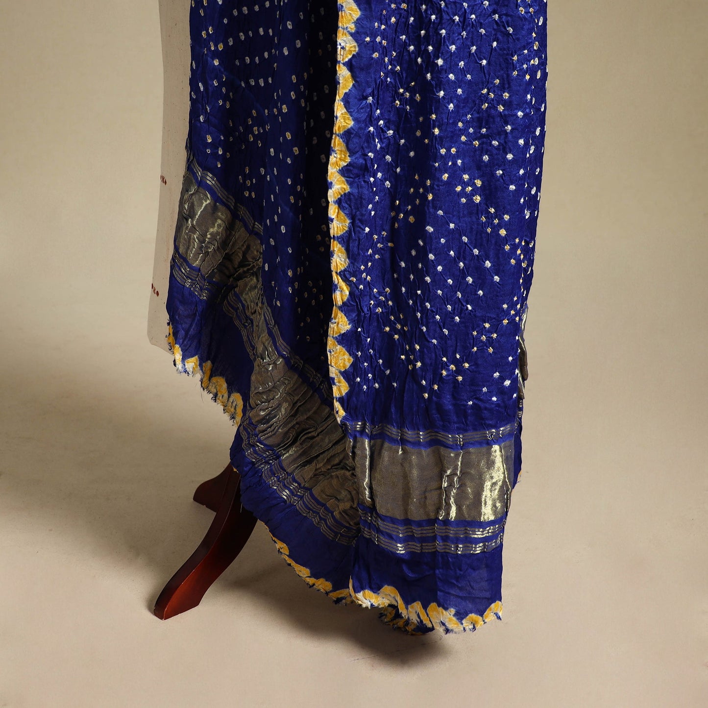 Blue - kutch tie-dye modal silk bandhani dupatta with lagdi