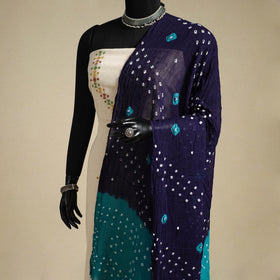 Blue - kutch tie-dye mul cotton bandhani dupatta 02
