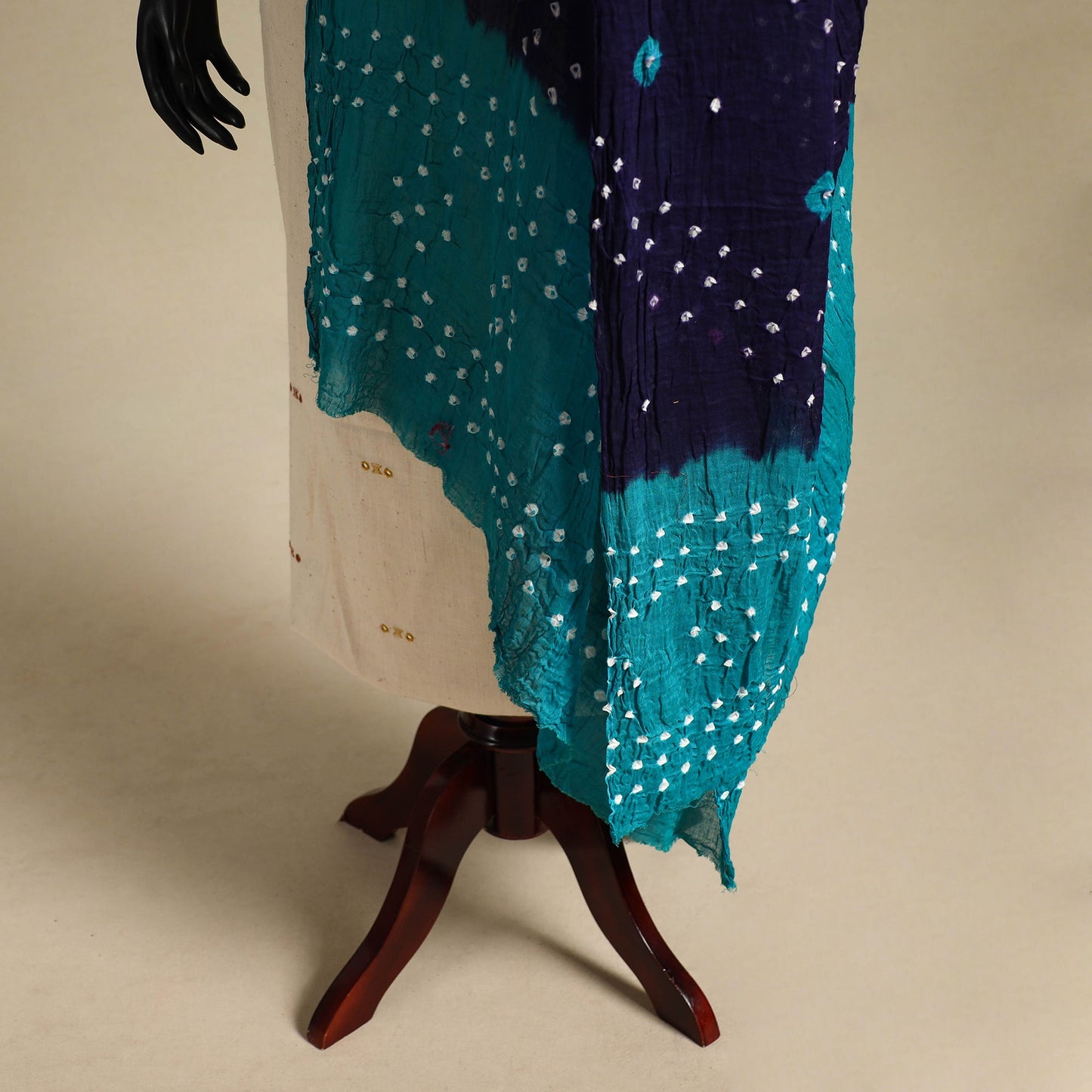 Blue - kutch tie-dye mul cotton bandhani dupatta 02