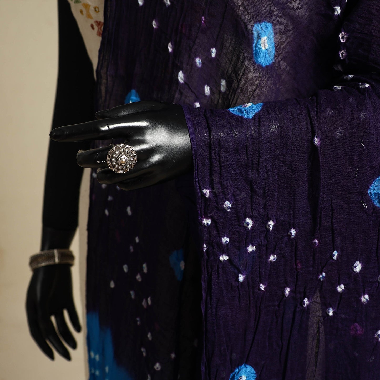 Blue - kutch tie-dye mul cotton bandhani dupatta 05