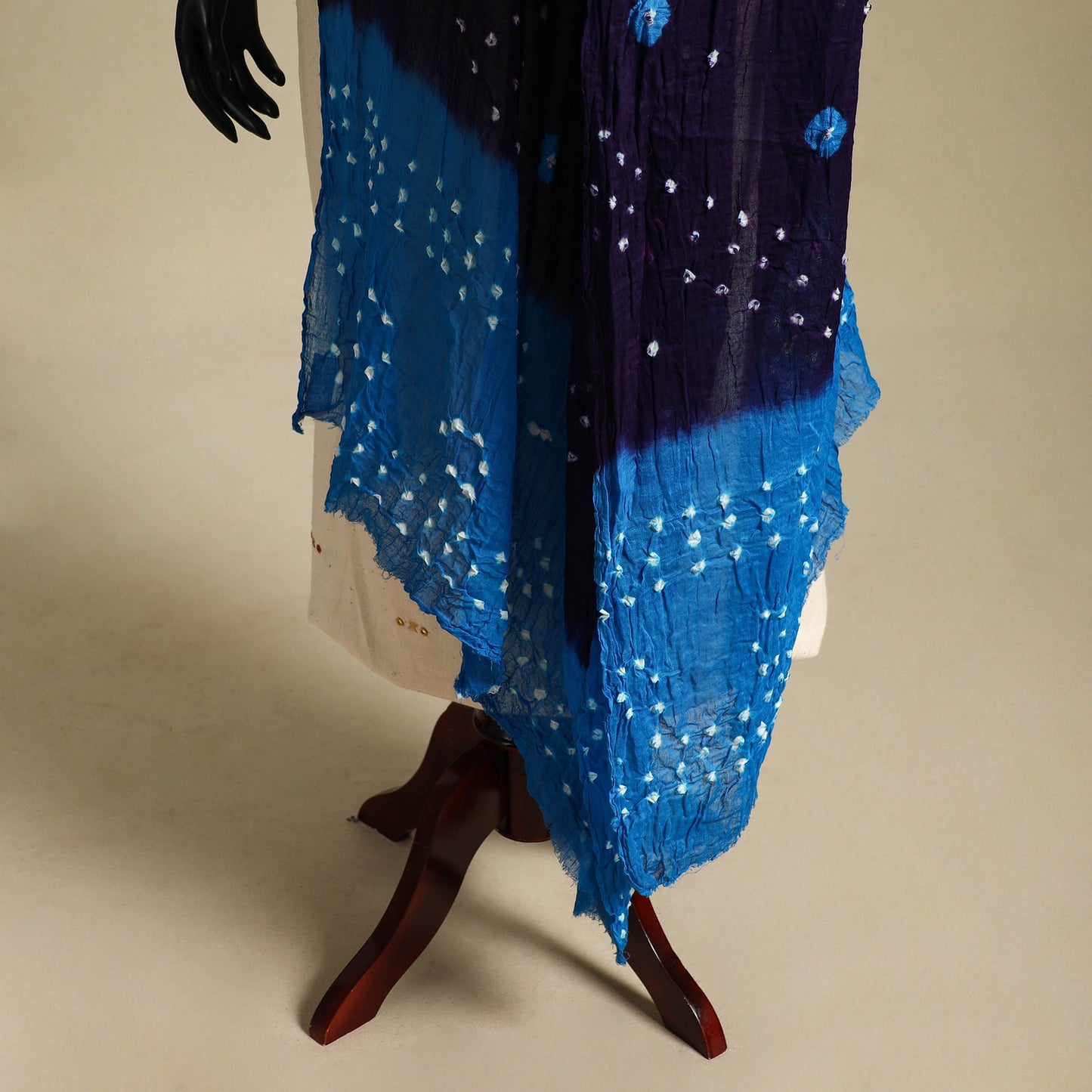 Blue - kutch tie-dye mul cotton bandhani dupatta 05