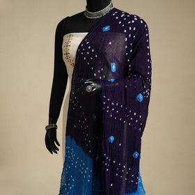 Blue - kutch tie-dye mul cotton bandhani dupatta 05