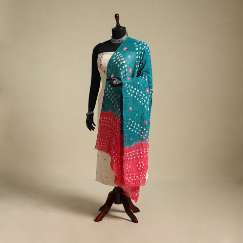 Blue - kutch tie-dye mul cotton bandhani dupatta 06