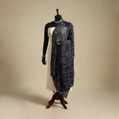 Blue - kutch tie-dye mul cotton bandhani dupatta 48