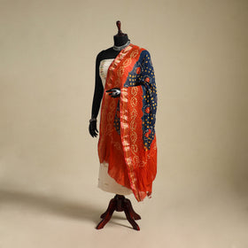Blue - kutch tie-dye mul cotton bandhani dupatta