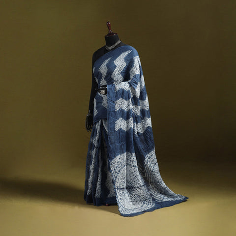 Kutch tie-dye pure cotton shibori saree 30 - handcrafted