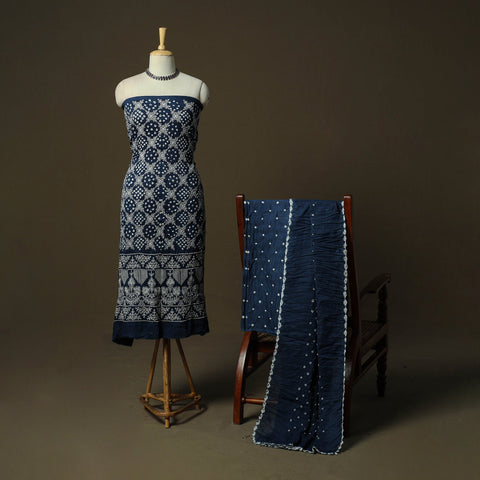 Kutch tie-dye satin cotton bandhani 3pc unstitched dress