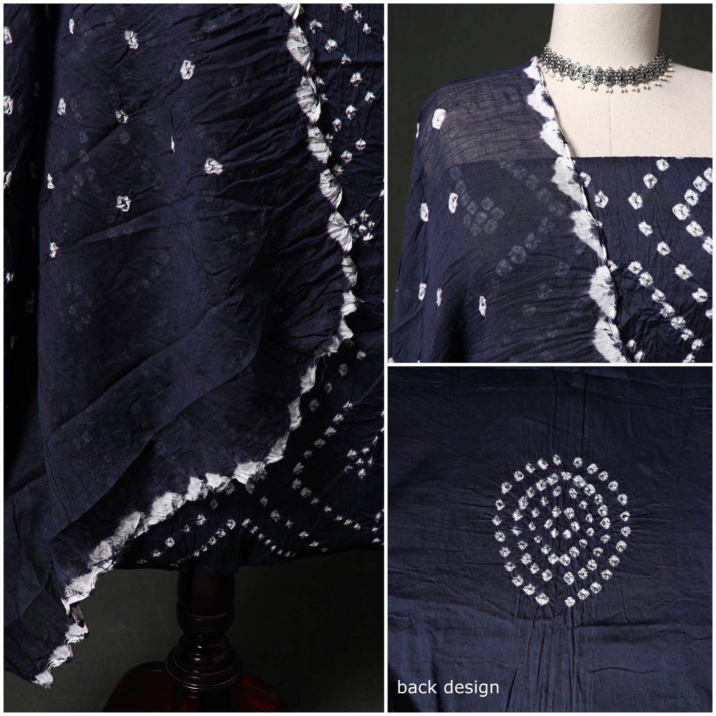Kutch tie-dye satin cotton bandhani 3pc unstitched dress