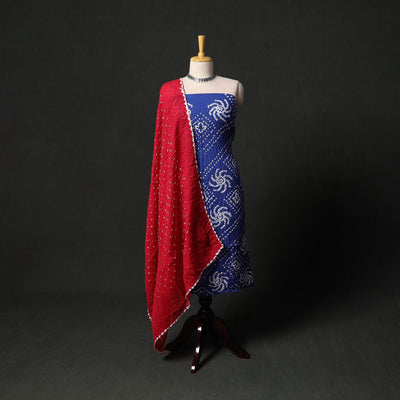 Kutch tie-dye satin cotton bandhani 3pc unstitched dress