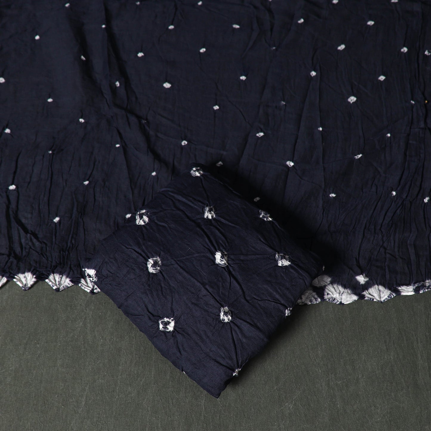 Kutch tie-dye satin cotton bandhani 3pc unstitched dress