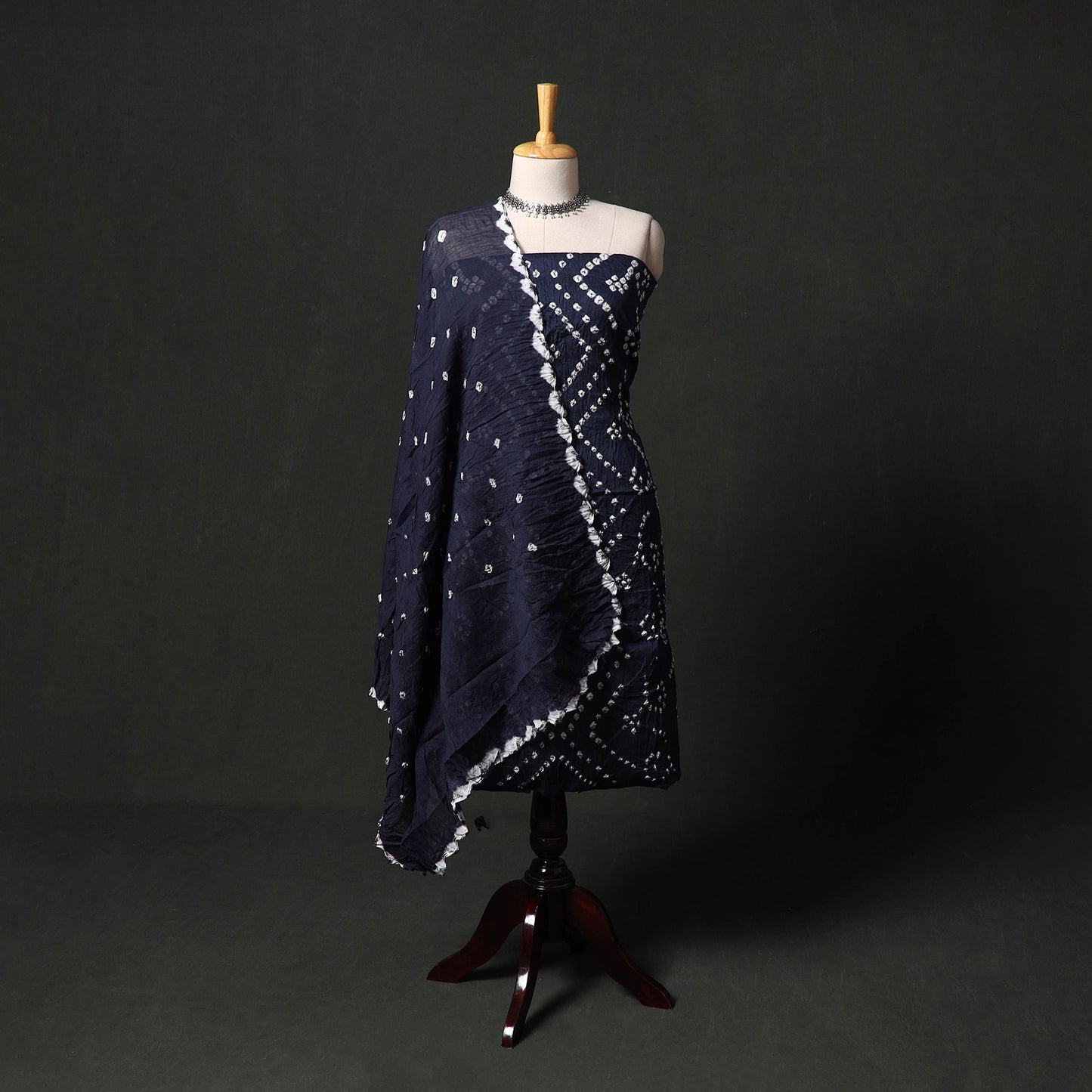 Kutch tie-dye satin cotton bandhani 3pc unstitched dress