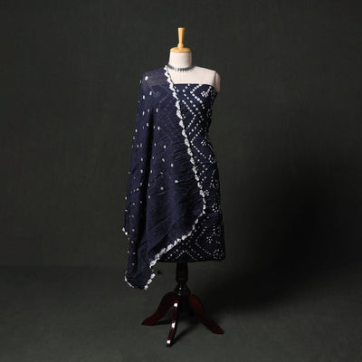 Kutch tie-dye satin cotton bandhani 3pc unstitched dress