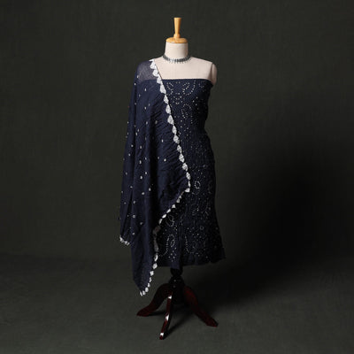 Kutch tie-dye satin cotton bandhani 3pc unstitched dress