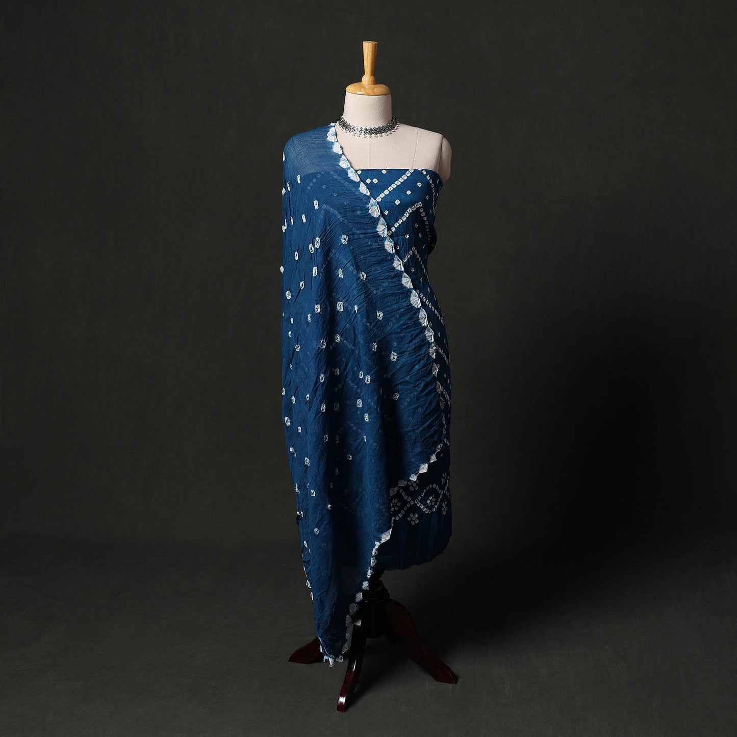 Kutch tie-dye satin cotton bandhani 3pc unstitched dress
