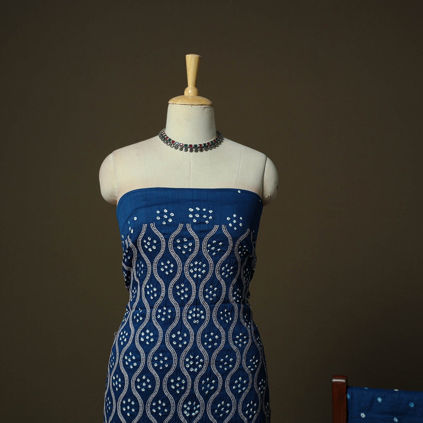 Kutch tie-dye satin cotton bandhani 3pc unstitched dress