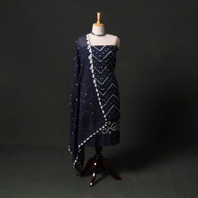 Kutch tie-dye satin cotton bandhani 3pc unstitched dress
