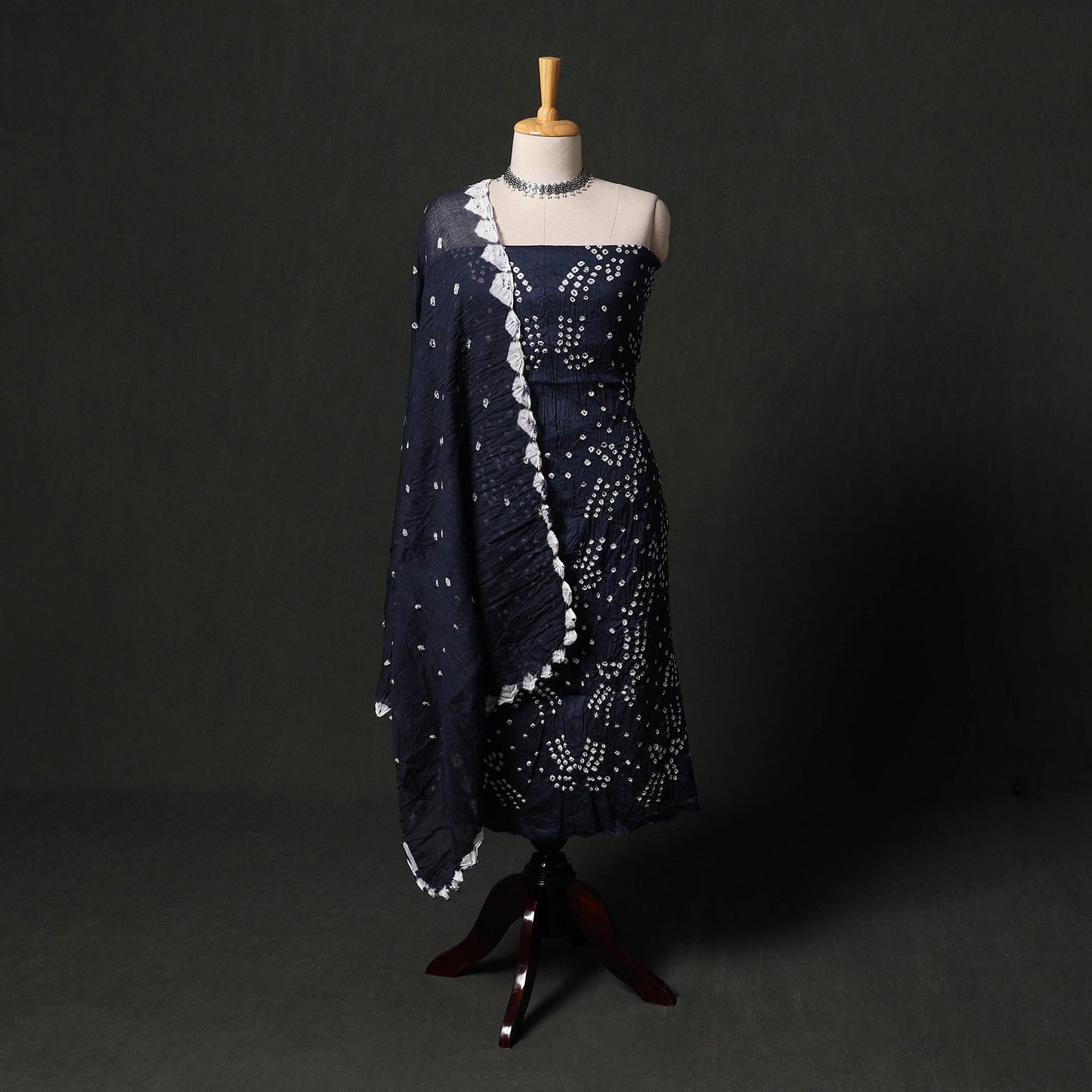 Kutch tie-dye satin cotton bandhani 3pc unstitched dress