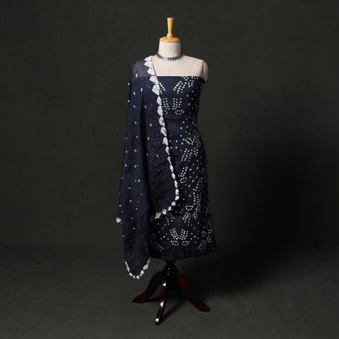 Kutch tie-dye satin cotton bandhani 3pc unstitched dress