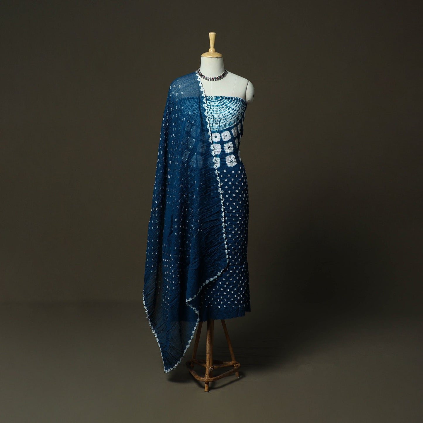 Kutch tie-dye satin cotton bandhani 3pc unstitched dress