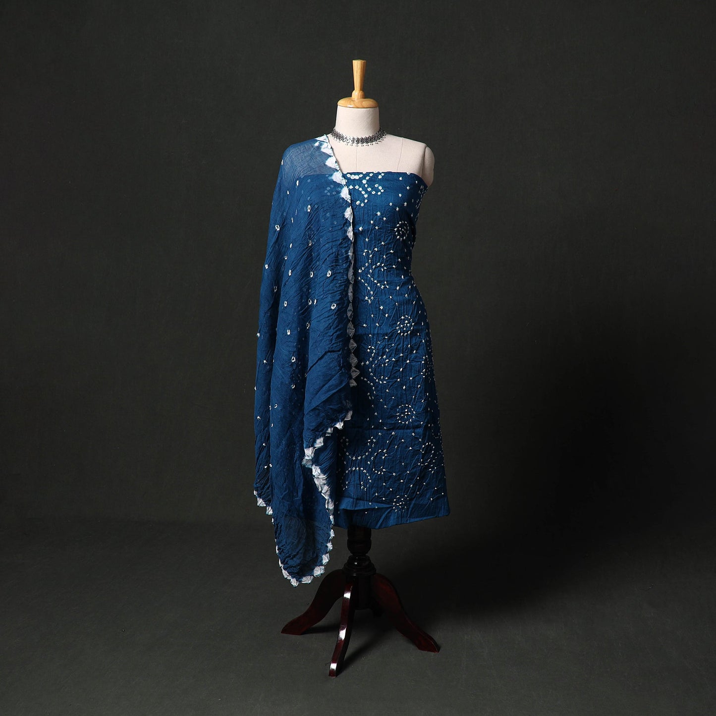 Kutch tie-dye satin cotton bandhani 3pc unstitched dress