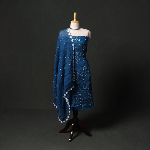 Kutch tie-dye satin cotton bandhani 3pc unstitched dress