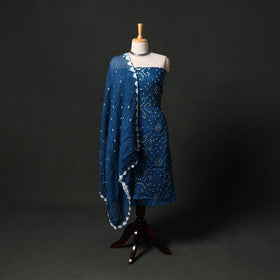 Kutch tie-dye satin cotton bandhani 3pc unstitched dress