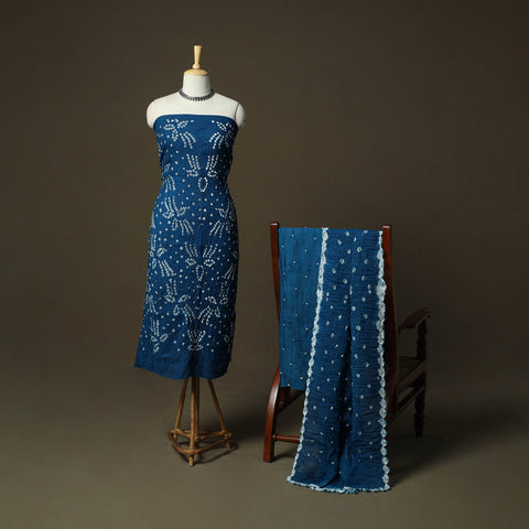 Kutch tie-dye satin cotton bandhani 3pc unstitched dress