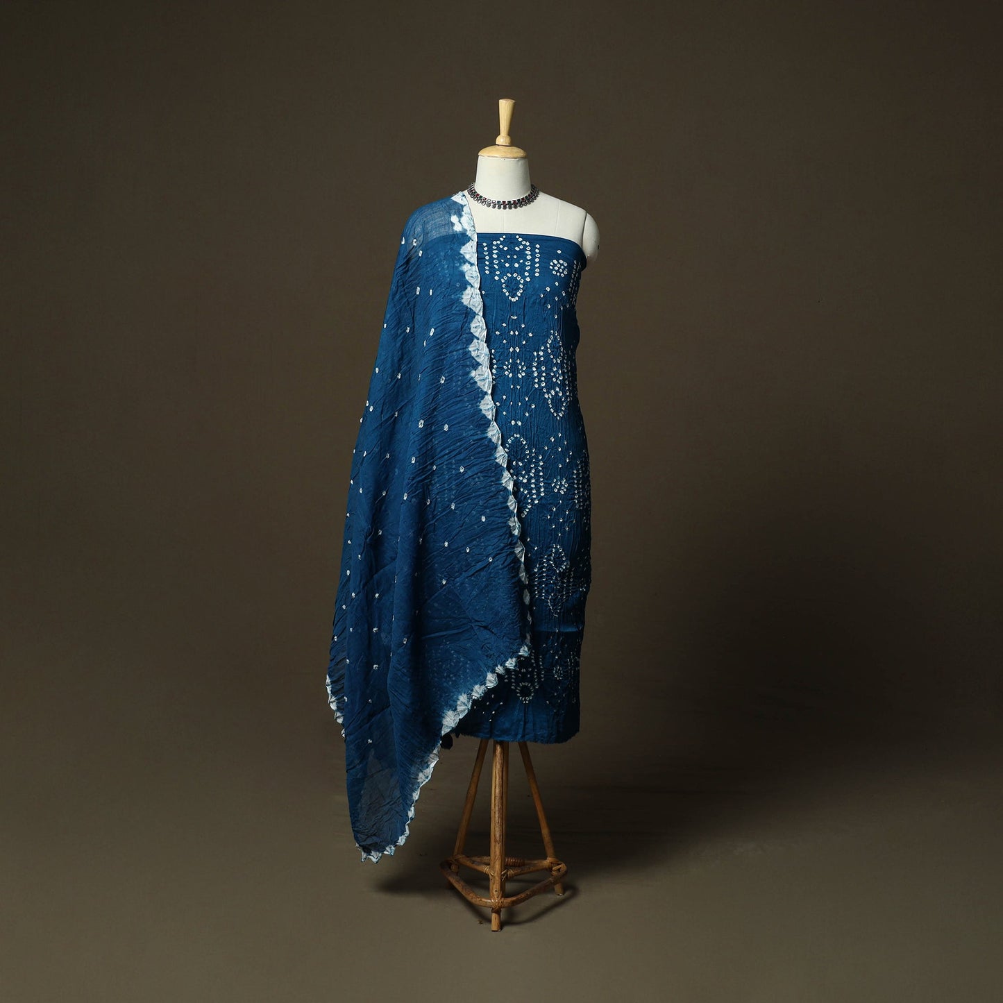 Kutch tie-dye satin cotton bandhani 3pc unstitched dress
