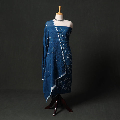 Kutch tie-dye satin cotton bandhani 3pc unstitched dress