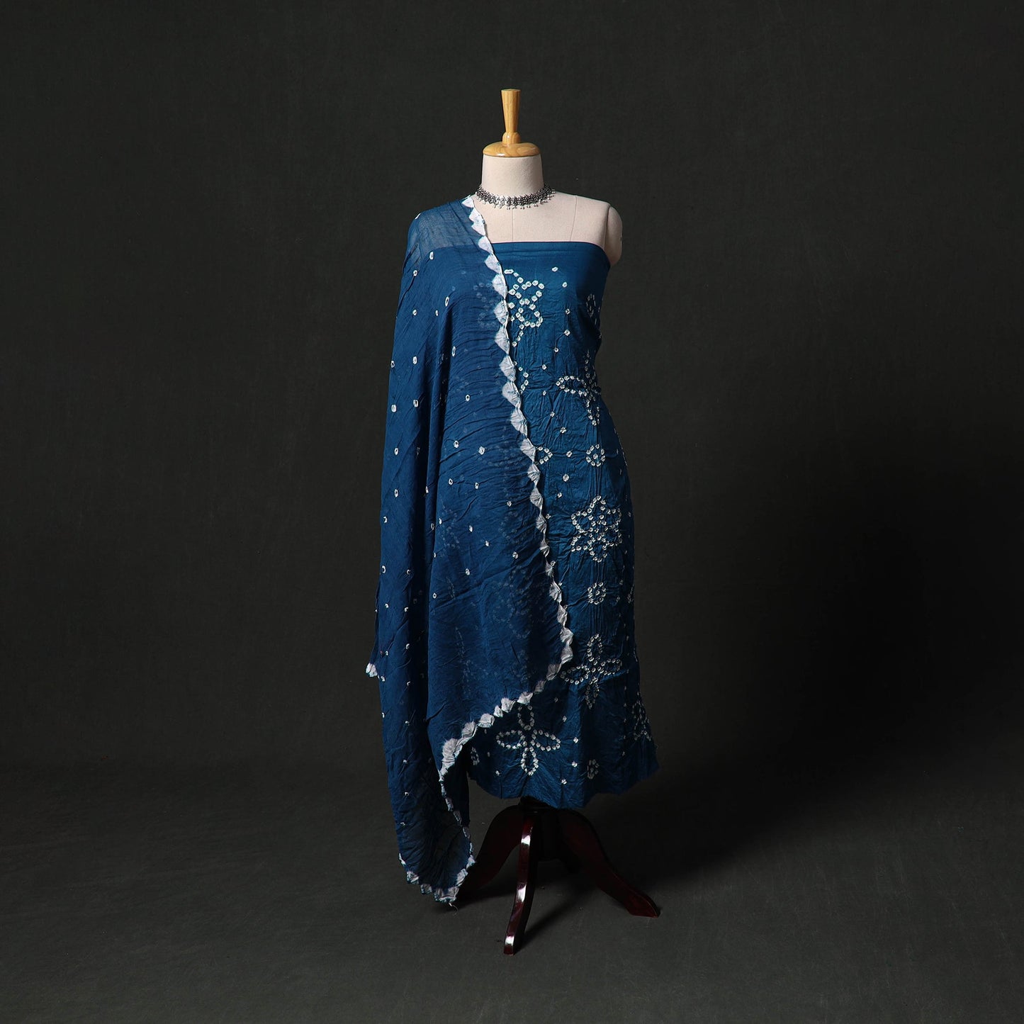 Kutch tie-dye satin cotton bandhani 3pc unstitched dress