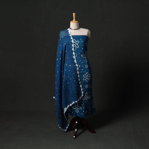 Kutch tie-dye satin cotton bandhani 3pc unstitched dress