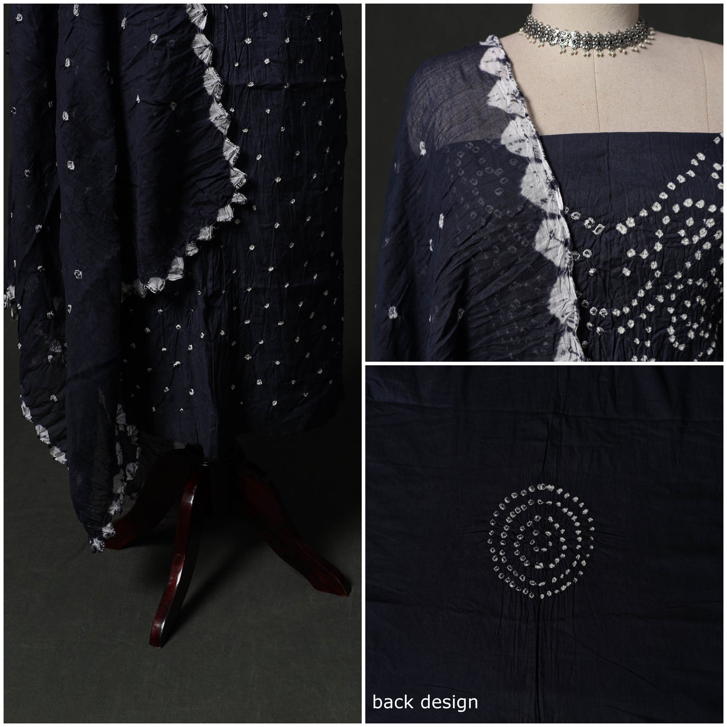 Kutch tie-dye satin cotton bandhani 3pc unstitched dress