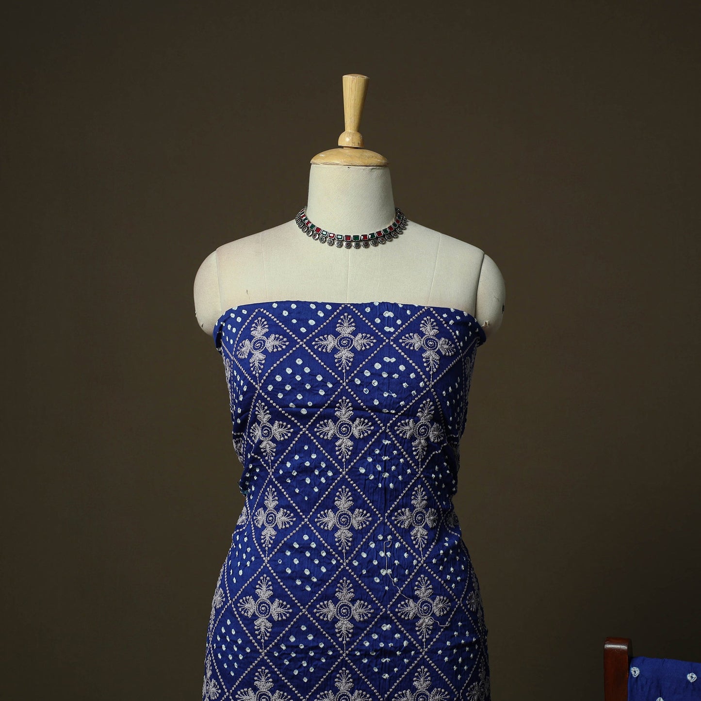 Kutch tie-dye satin cotton bandhani 3pc unstitched dress