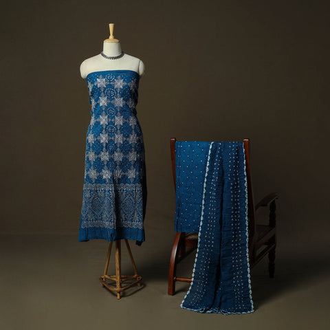 Kutch tie-dye satin cotton bandhani 3pc unstitched dress